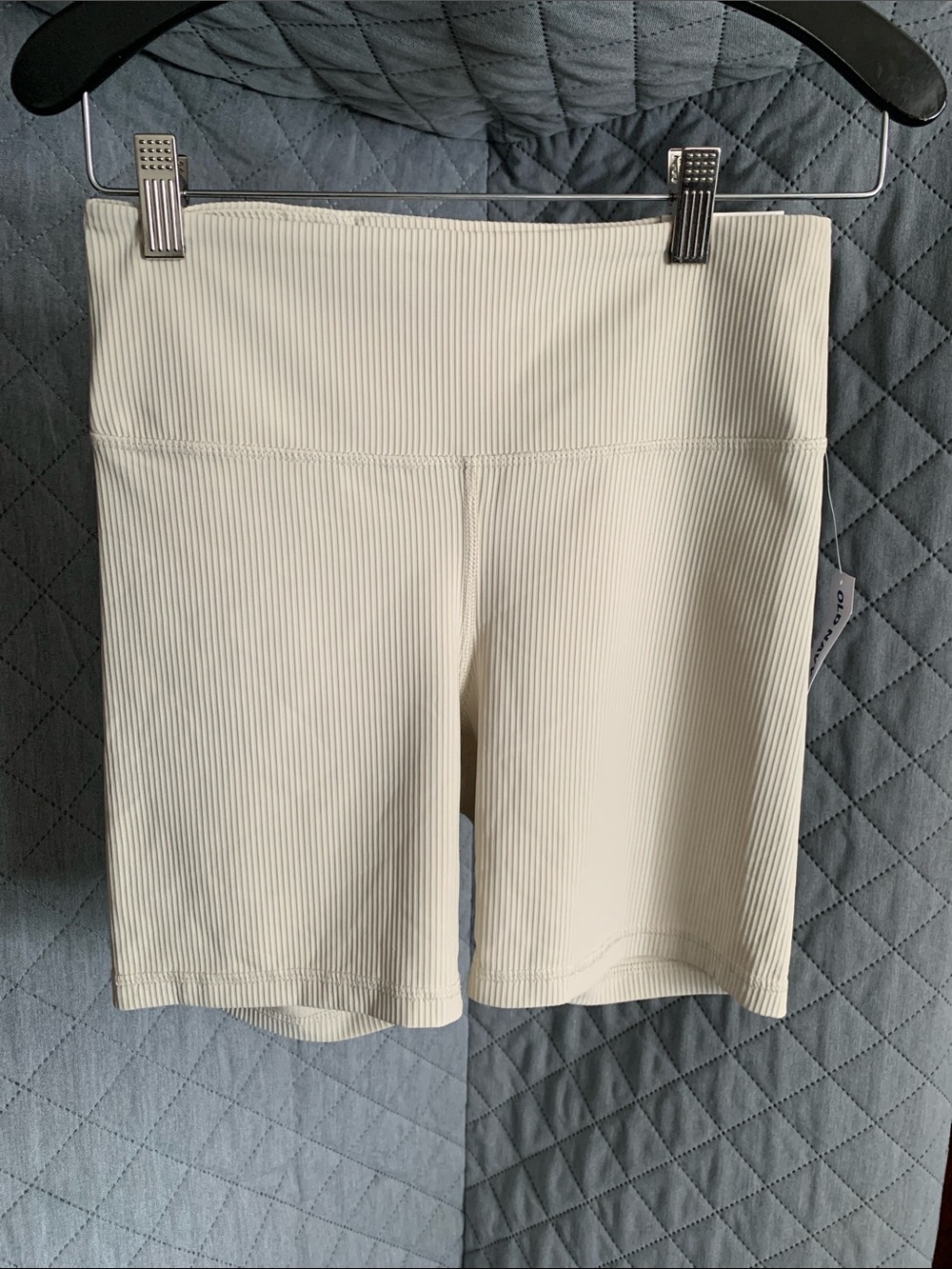 #526 Old Navy Ribbed High-Waist Bike Shorts — Cream